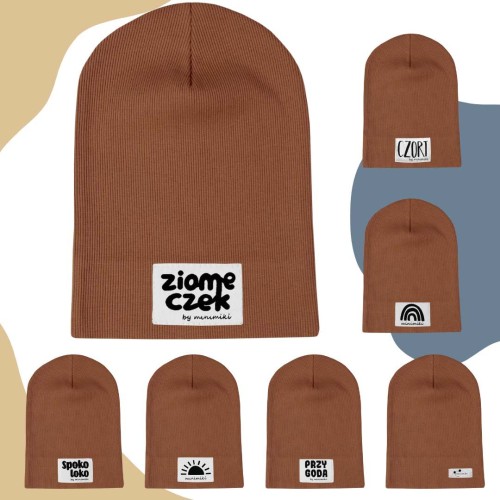 Cienka czapka dziecięca prążek Minimiki karmelowa