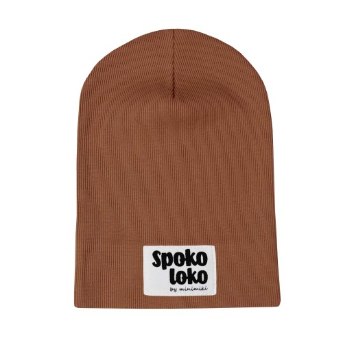 Cienka czapka dziecięca prążek Minimiki karmelowa Spoko loko