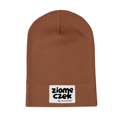 Cienka czapka dziecięca prążek Minimiki karmelowa Ziomeczek