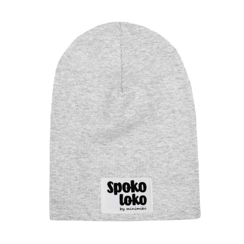Cienka czapka dziecięca Minimiki prążek szary melanż Spoko loko