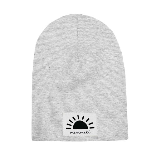 Cienka czapka dziecięca Minimiki prążek szary melanż Zachód słońca