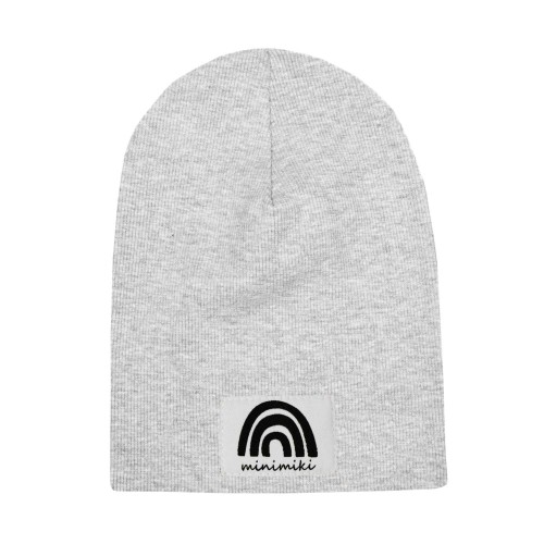 Cienka czapka dziecięca Minimiki prążek szary melanż tęcza