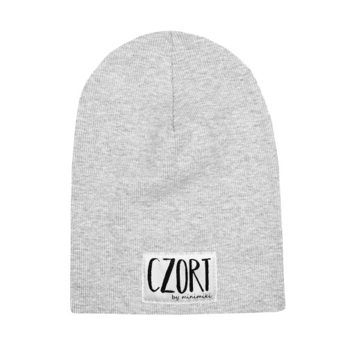 Cienka czapka dziecięca Minimiki prążek szary melanż Czort