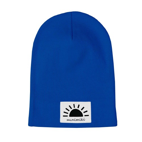 Cienka czapka dziecięca prążek Minimiki chabrowa