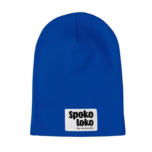 Cienka czapka dziecięca prążek Minimiki chabrowa