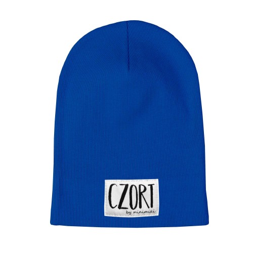 Cienka czapka dziecięca prążek Minimiki chabrowa