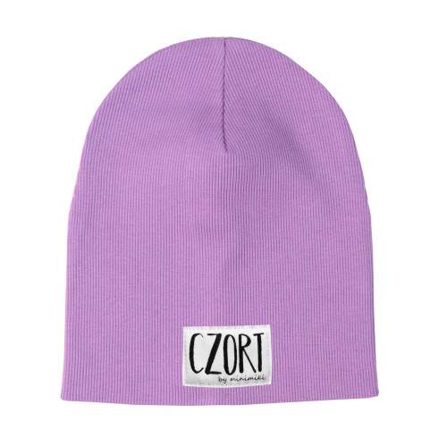 Dziecięca czapka prążkowana podwójna Minimiki krokus Czort