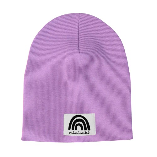 Dziecięca czapka prążkowana podwójna Minimiki krokus Tęcza