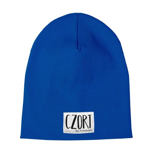 Czapka prążkowana podwójna chabrowa Minimiki Czort