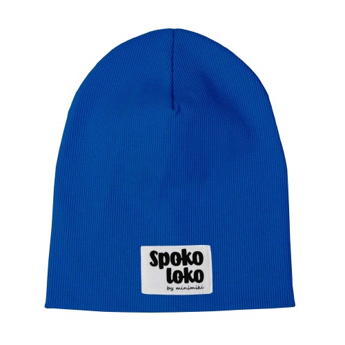 Czapka prążkowana podwójna chabrowa Minimiki spoko loko