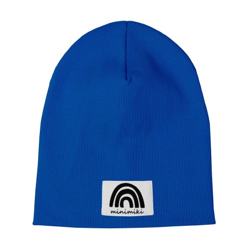 Czapka prążkowana podwójna chabrowa Minimiki tęcza