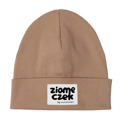 Dziecięca czapka podwójna wywijana beanie Minimiki cappuccino ziomeczek