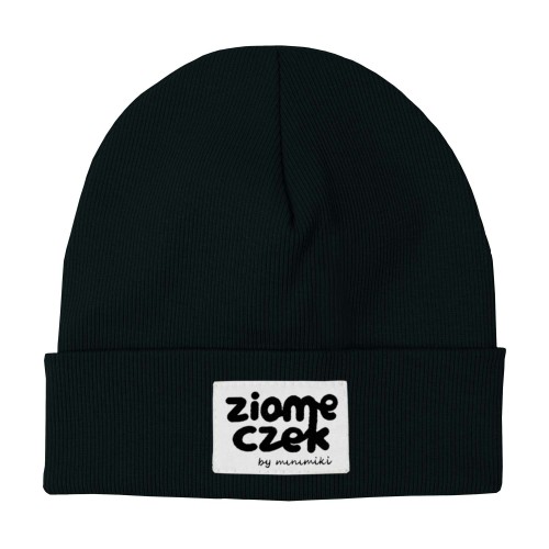 Dziecięca czapka podwójna wywijana beanie Minimiki czarna ziomeczek