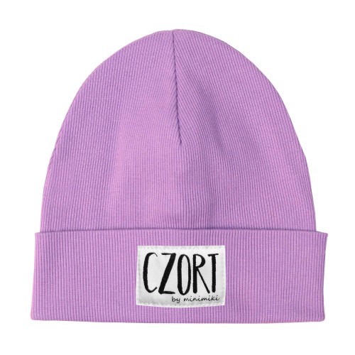 Dziecięca czapka podwójna wywijana beanie Minimiki krokus czort