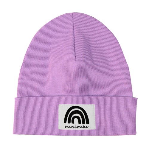 Dziecięca czapka podwójna wywijana beanie Minimiki krokus tęcza