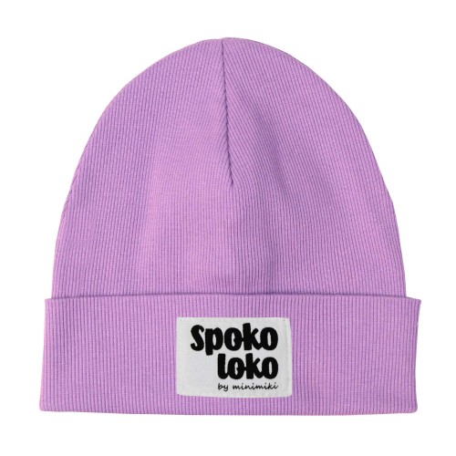 Dziecięca czapka podwójna wywijana beanie Minimiki krokus spoko loko
