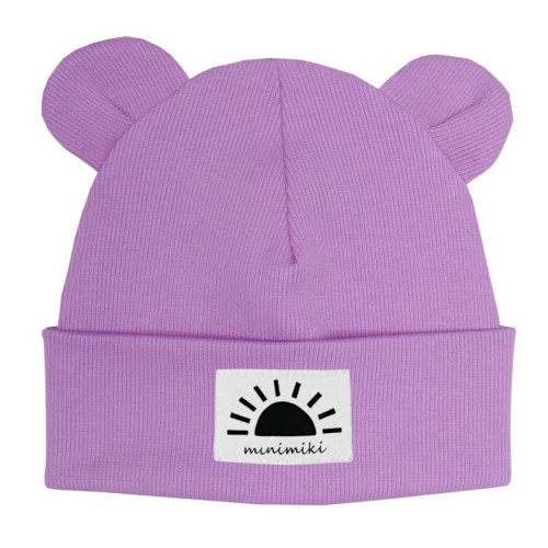 Dziecięca czapka wywijana beanie z uszkami Minimiki krokus zachód słońca