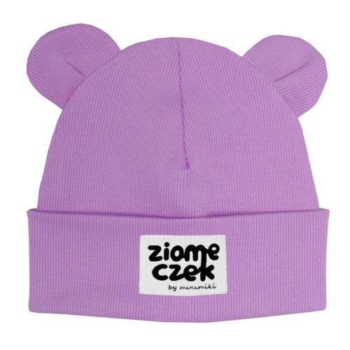 Dziecięca czapka wywijana beanie z uszkami Minimiki krokus ziomeczek