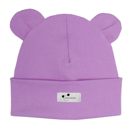 Dziecięca czapka wywijana beanie z uszkami Minimiki krokus