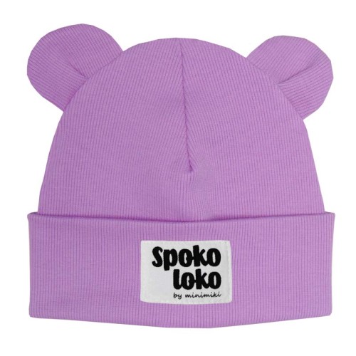 Dziecięca czapka wywijana beanie z uszkami Minimiki krokus spoko loko