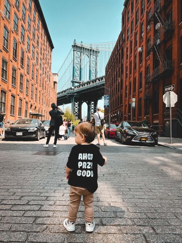 Minimiki longsleeve dziecięcy czarny Ahoj przygodo