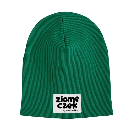Czapka dziecięca prążek Minimiki butelkowa zieleń ziomeczek