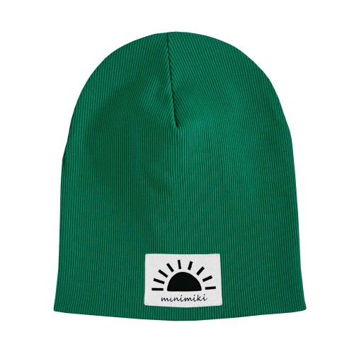 Czapka dziecięca prążek Minimiki butelkowa zieleń zachód słońca