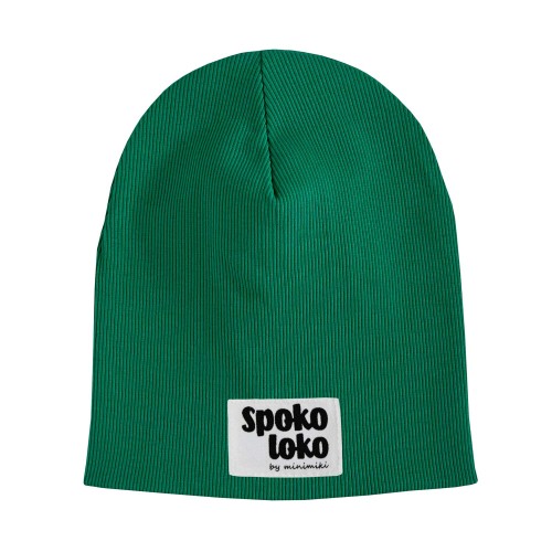 Czapka dziecięca prążek Minimiki butelkowa zieleń spoko loko