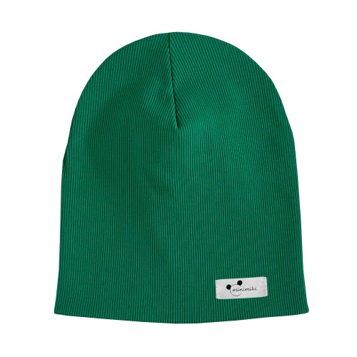 Czapka dziecięca prążek Minimiki butelkowa zieleń