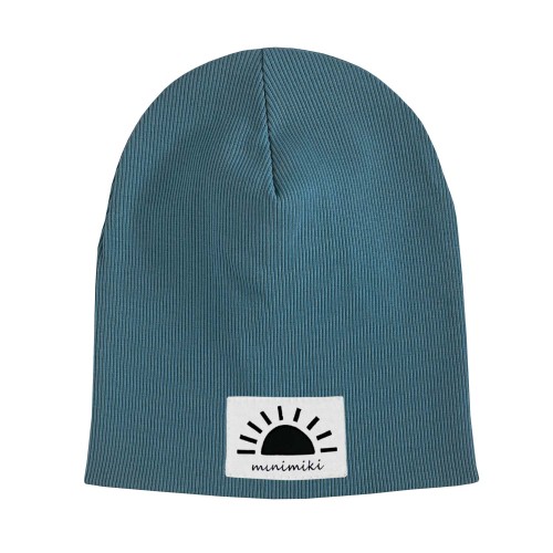 Czapka dziecięca prążek Minimiki arctic blue zachód słońca