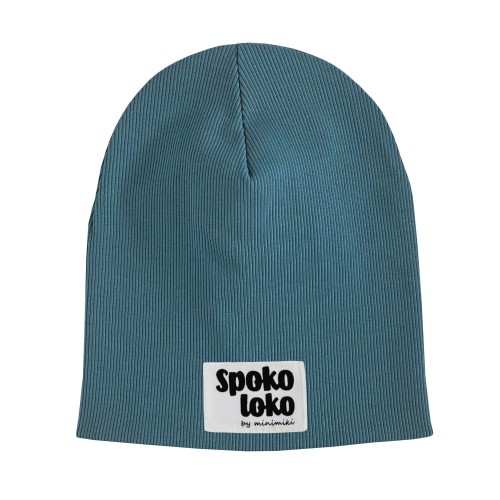 Czapka dziecięca prążek Minimiki arctic blue spoko loko