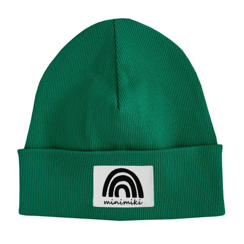 Czapka dziecięca na jesień i zimę Minimiki butelkowa zieleń tęcza