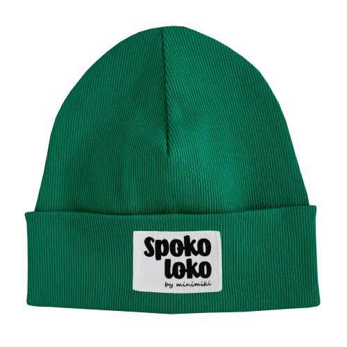 Czapka dziecięca na jesień i zimę Minimiki butelkowa zieleń spoko loko