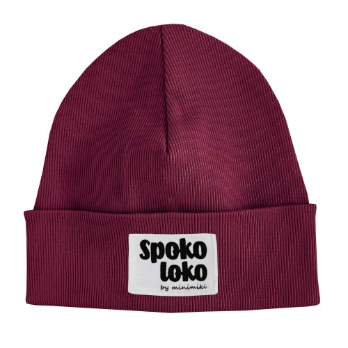 Czapka dziecięca na jesień i zimę Minimiki bordo spoko loko