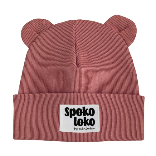 Czapka dziecięca z uszkami Minimiki strawberry cream spoko loko