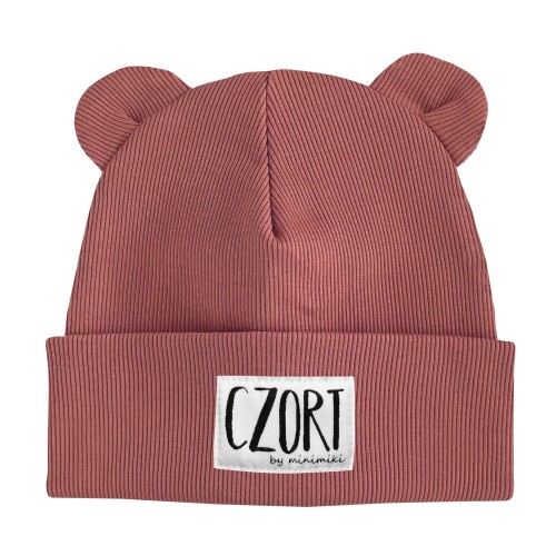 Czapka dziecięca z uszkami Minimiki strawberry cream czort