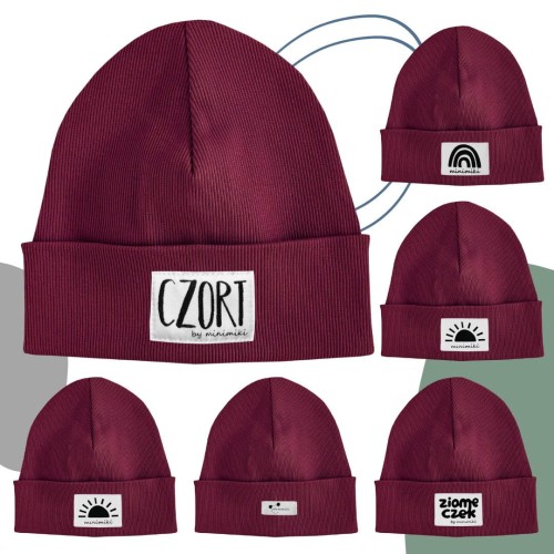 Bordo czapka prążkowana beanie - Czort, Ziomeczek i inne metki