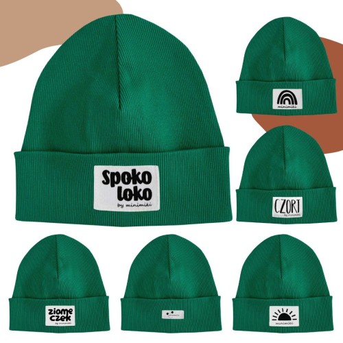Czapka dziecięca beanie butelkowa zieleń Minimiki
