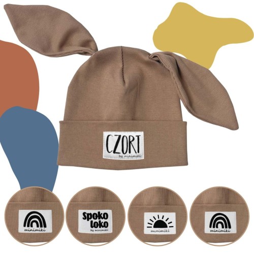 Czapka dziecięca beanie z uszkami BIBI Minimiki cappuccino