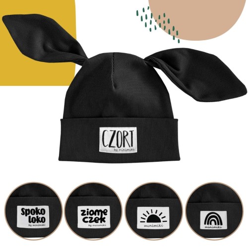 Czapka dziecięca beanie z uszkami BIBI Minimiki czarna