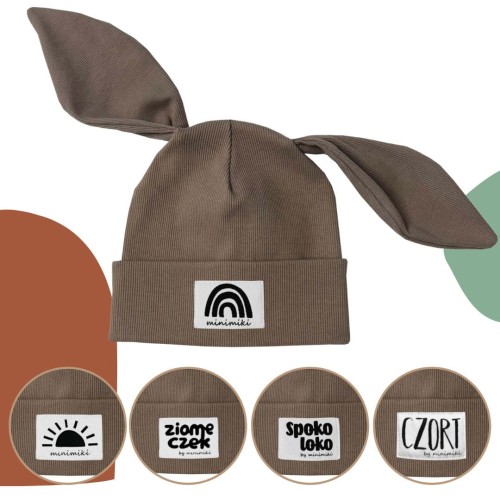 Czapka dziecięca beanie z uszkami BIBI Minimiki szarobrązowa