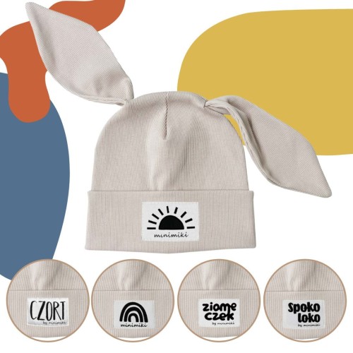 Czapka dziecięca beanie z uszkami BIBI Minimiki jasny beż