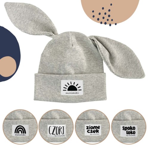 Czapka dziecięca beanie z uszkami BIBI Minimiki melanż ecru