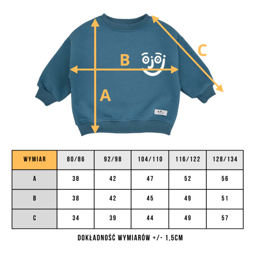 Tabela wymiarów bluza oversize