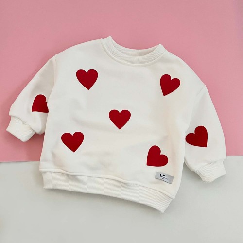 Dziecięca bluza oversize Minimiki w czerwone serca