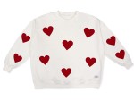 Bluza damska oversize czerwone serca złamana biel