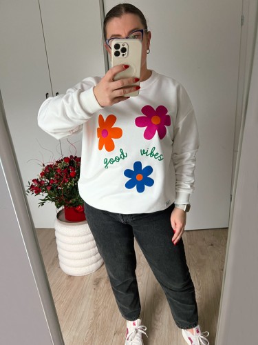 Bluza damska oversize w kwiaty Minimiki