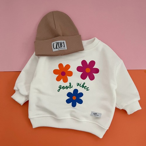 Bluza dziecięca oversize w kwiaty Minimiki z czapką