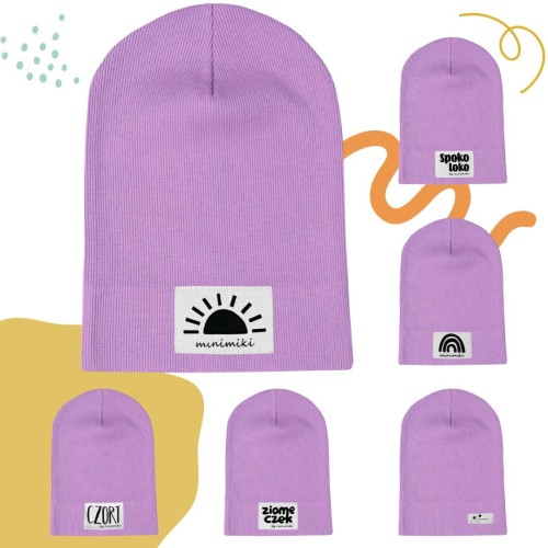 Cienka czapka dziecięca prążek Minimiki krokus