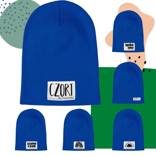 Cienka czapka dziecięca prążek Minimiki chabrowa